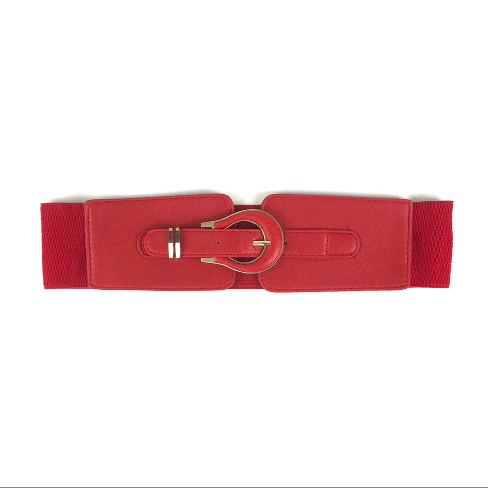 MOD Boutique Red Leather Elastic Waist Belt